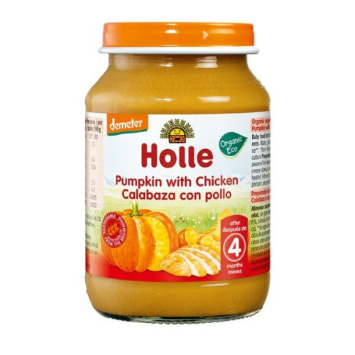 Holle Organic Pumpkin and Chicken Puree for Children 4+ Months 6.7 oz (190 g)