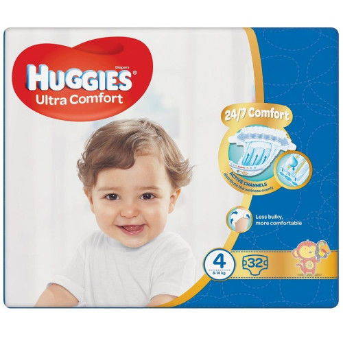 Huggies Ultra Comfort 4 Maxi Diapers for Babies and Children 17.6-30.9 lb (8-14 kg) 32 pcs