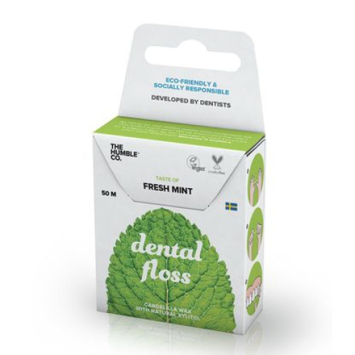 The Humble Co. Fresh Mint Dental Floss with Natural Wax Coating and Mint Flavor 55 yd (50 meters) 1 pc