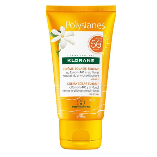 Klorane Polysianes Sunscreen Cream for Face SPF 50+ 1.69 fl oz (50 ml)