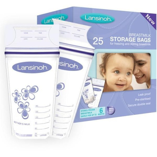 Lansinoh Sterile Breast Milk Bags for Freezing and Transporting 25 pcs