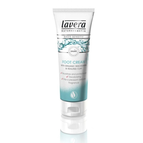 Lavera Basis Sensitiv Organic Foot Cream with Macadamia and Healing Clay 2.54 fl oz (75 ml)