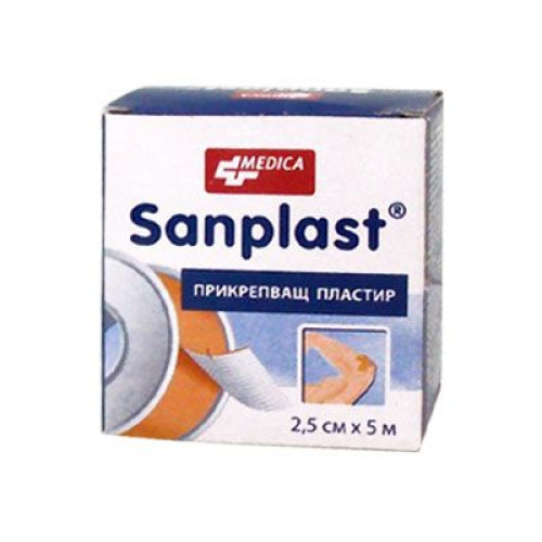 Medica Sanplast Classic Strong Adhesive Plaster for Normal Skin 0.98"/5.47 yd (2.5 cm/5 m) 1 pc
