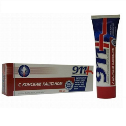 911 Horse Chestnut Massage Gel-Balm for Heavy Painful and Tired Legs 3.38 fl oz (100 ml)