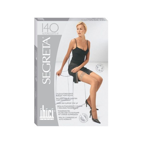 Segreta Autoreggente Af 140 Silicone Women's Socks with Medium Compression Color Chamois Size 5 1 pc