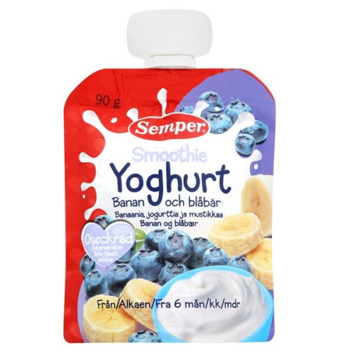 Semper Smoothie Yogurt with Banana and Blueberries for Children 6+ Months 3.17 oz (90 g)