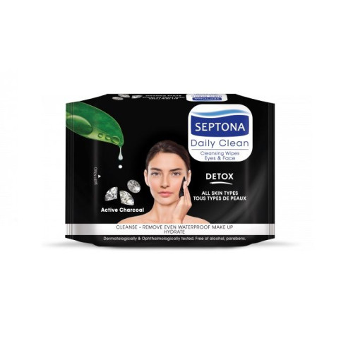 Septona Active Charcoal Detox Deep Cleansing Face Wipes with Activated Charcoal 20 pcs