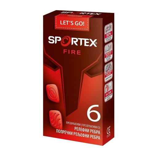 Sportex Fire Ribbed Condoms 6 pcs