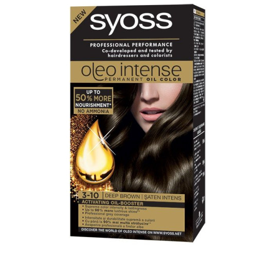 Syoss Oleo Intense Permanent Cream Hair Dye Without Ammonia 3-10 Deep Brown