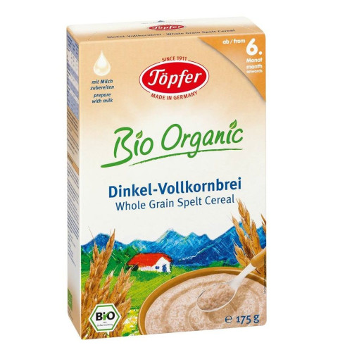 Topfer Dairy-free Organic Porridge with Whole Grain Spelt for Babies 6+ Months 6.17 oz (175 g)