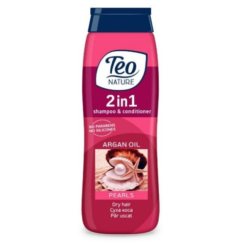 Teo Nature Pearls Shampoo and Conditioner with Pearls and Argan for Dry and Damaged Hair 13.53 fl oz (400 ml)