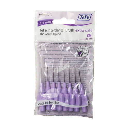 Tepe Interdental Extra Soft Interdental Brushes for Sensitive Teeth and Gums Size 0.04 in (1.1 mm) 8 pcs