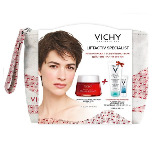 Vichy Promo Set Vichy Liftactiv Collagen Specialist Anti-Wrinkle Day Cream + Purete Thermale Cleansing Milk 3-in-1 + Mineral 89