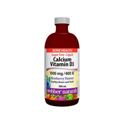 Webber Naturals Calcium and Vitamin D3 for Healthy Bones and Joints with Blueberry Flavor 16.91 fl oz (500 ml)
