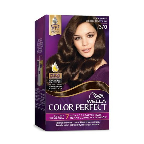 Wella Color Perfect Permanent Cream Hair Dye Rich Color Black Brown 3/0