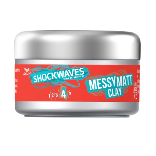 Wella Shockwaves Messy Matt Clay 4 Hair Clay Strong Hold 2.54 fl oz (75 ml)