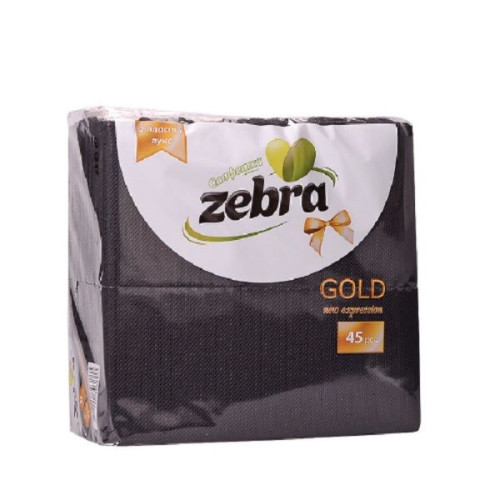 Zebra Gold Black Black Napkins 45 pcs