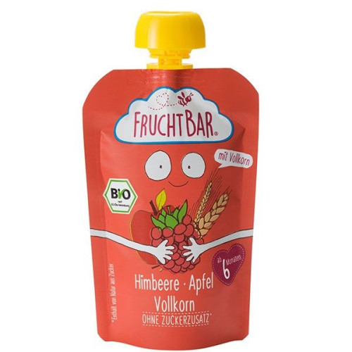 Fruchtbar Organic Puree Raspberry Apple and Whole Grain Mix for Children 6+ Months 3.53 oz (100 g) - 3780