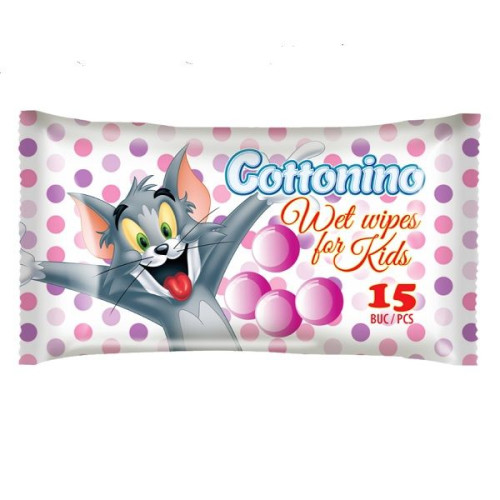 Cottonino Bubble Gum Wet Wipes with Bubble Gum Scent 15 pcs