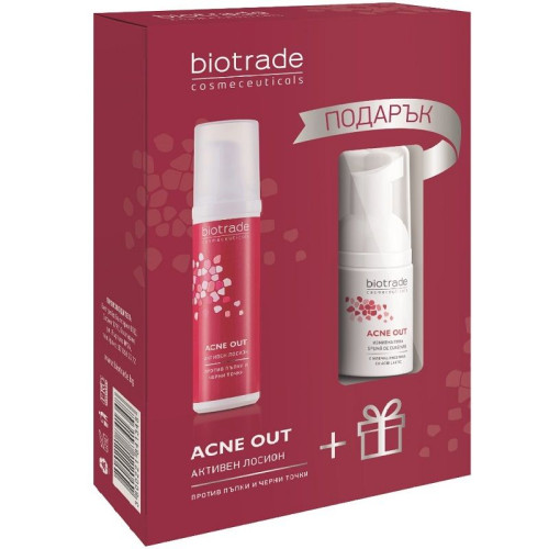 Biotrade Acne Out Promo Face Set Active Lotion and Cleansing Foam for Oily and Acne-Prone Skin