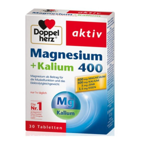 Doppelherz Active Magnesium 400 + Potassium for Muscle and Joint Pain 30 Capsules