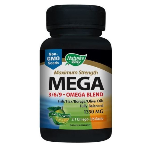 Nature's Way Omega Blend Mega 3-6-9 for Healthy Joints Heart and Skin 1350 mg 90 Capsules