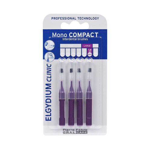 Elgydium Clinic Mono Compact Interdental Brush for Dental Plaque Purple 0.07 in (1.8 mm) 4 pcs