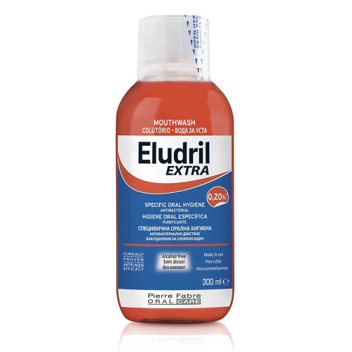 Eludril Extra Antibacterial Mouthwash for Irritated Gums 10.14 fl oz (300 ml)
