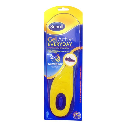 Scholl Gel Active Daily Men's Insoles for Stable Support and Comfort 40-46.5 2 pcs