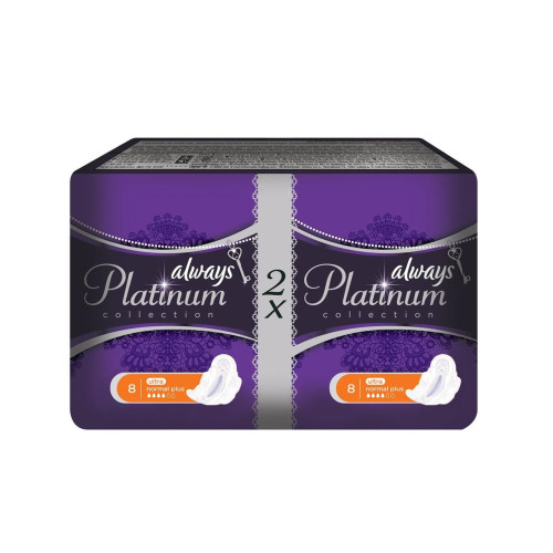 Always Platinum Duo Ultra Normal Plus Delicate Sanitary Pads with a Pleasant Scent 2 x 8 pcs