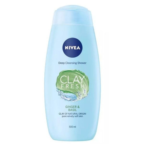 Nivea Clay Fresh Shower Gel Ginger Basil 16.91 fl oz (500 ml)