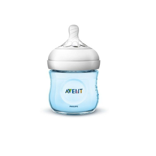 Philips Avent Natural Slow Blue Bottle with 1-hole Teat for Newborns for Natural Sucking 4.23 fl oz (125 ml)