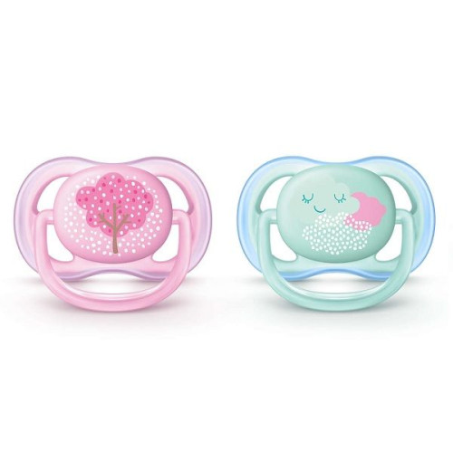 Philips Avent Ultra Air Silicone Pacifier 0-6 Months for Girls Pink-Green 2 pcs