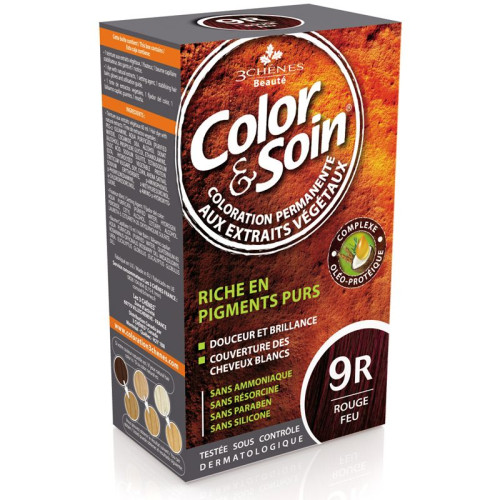 3Chenes Color and Soin Ammonia-Free Hair Dye Color 9R Fire Red 4.56 fl oz (135 ml)