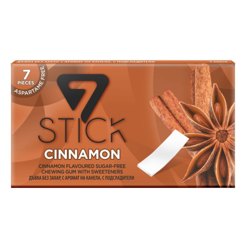 7Stick Cinnamon Sugar-Free and Aspartame-Free Cinnamon Flavor Gum 7 Strips