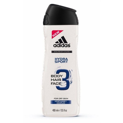 Adidas Hydra Sport Men's Hydrating Shower Gel for Hair and Body for Dry Skin 13.53 fl oz (400 ml)