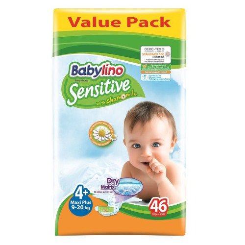 Babylino Sensitive VP 4+ Maxi Plus Diapers 19.8-44 lb (9-20 kg) 46 pcs