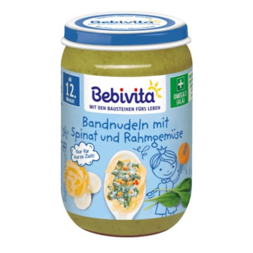 Bebivita Macaroni with Spinach Vegetables in Cream Sauce for Children 12+ Months 2 1.76 oz (50 g) - 16203