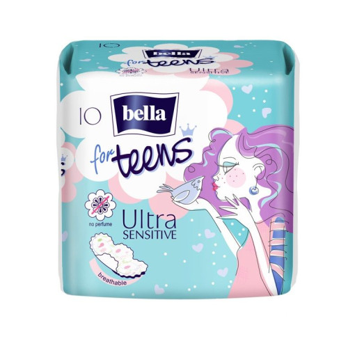 Bella for Teens Ultra Sensitive Sanitary Pads with Wings 10 pcs