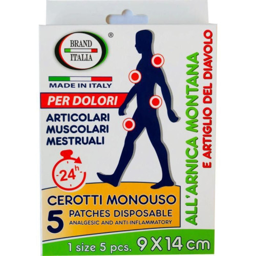 Brand Italia Arnica Montana Pain Relief Patches 3.54"/5.51" (9/14 cm) 5 pcs