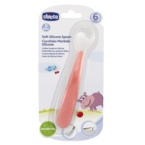 Chicco Soft Silicone Orange Spoon for Children 6+ Months