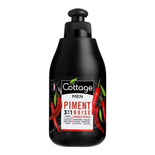 Cottage Men 3-in-1 Shower Gel for Men for Face Hair and Body with Pepper Extract 8.45 fl oz (250 ml)