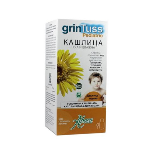 Aboca Grintuss Pediatric Syrup Wet and Dry Coughs for Childrens 6.35 oz (180 g)