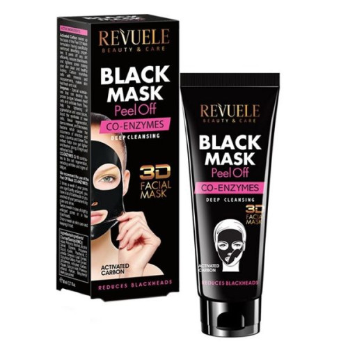 Revuele Co-Enzymes 3D Black Peeling Face Mask with Activated Charcoal and Coenzyme 2.71 fl oz (80 ml)