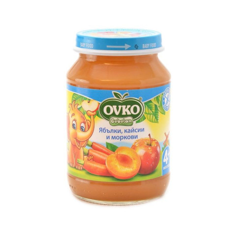 Ovko Bebelan Fruit Puree Apples with Apricots and Carrots for Children 4+ Months 6.7 oz (190 g) - 2134