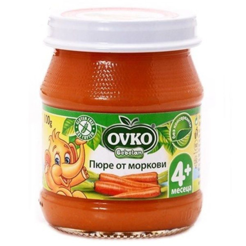 Ovko Carrot Vegetable Puree for Children 4+ Months 3.53 oz (100 g) - 5893