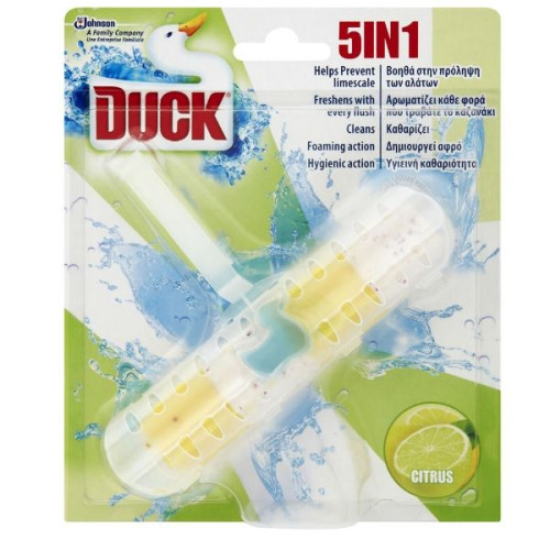 Duck Lime 5-in-1 Toilet Bowl Freshener with Lemon Scent 1 pc