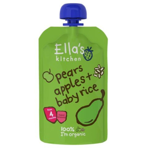 Ellas Kitchen Organic Baby Puree Rice Breakfast with Pear and Apple 4.23 oz (120 g)