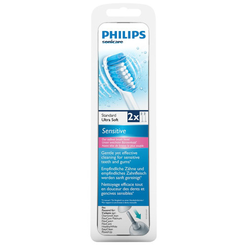 Philips Sonicare Standard Sensitive Replacement Heads for Sonic Toothbrush Ultra Soft H6052 2 pcs