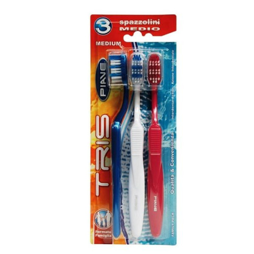 Piave Tris Toothbrush Medium Size 3 pcs